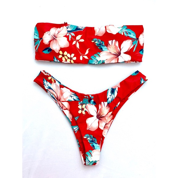 Zaful Other - Red Hawaiian Print Bikini